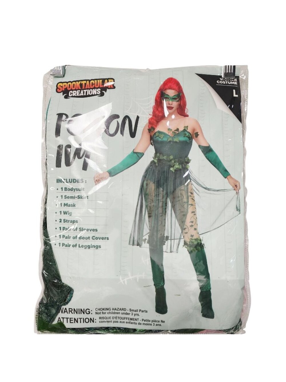 Poison Ivy Womens Costume  Creations Includes Bodysuit Wig Mask Semi-Skirt SZ L